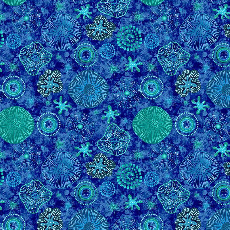 TT Electric Ocean Pretty Sea Diatoms - CD2855-BLUE - Cotton Fabric
