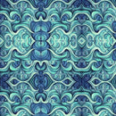 QT Endless Blues Geo Medallion - 30046-Q Aqua - Cotton Fabric