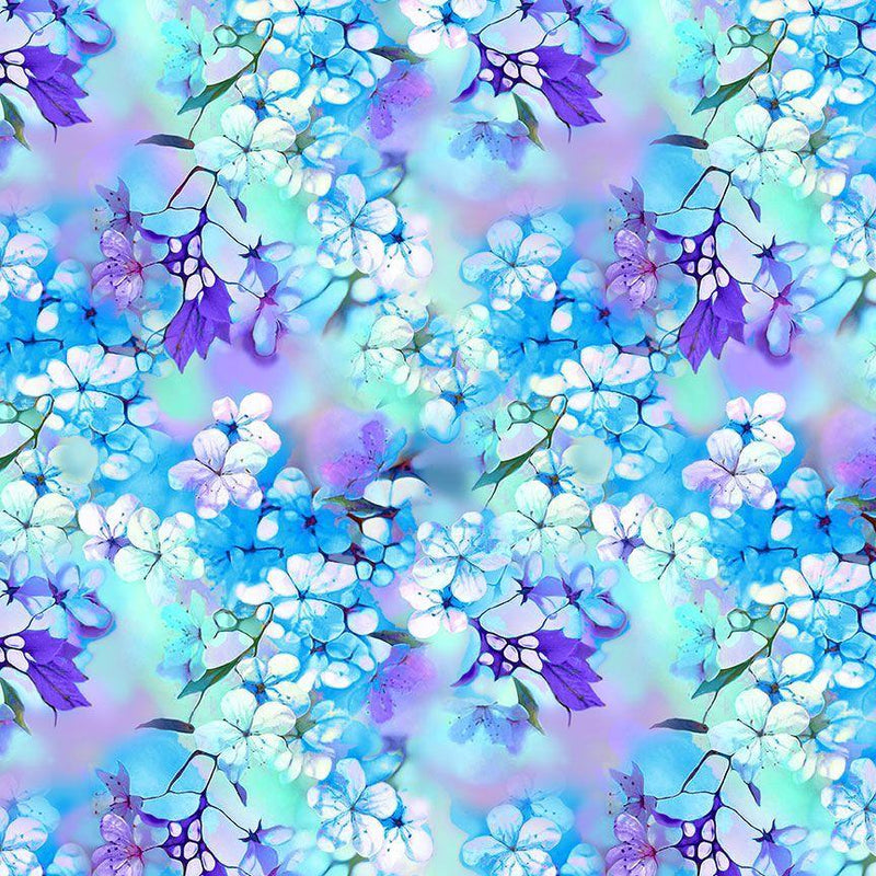 TT Fanciful Fronds Soft Garden Floral - CD2823-BLUE - Cotton Fabric