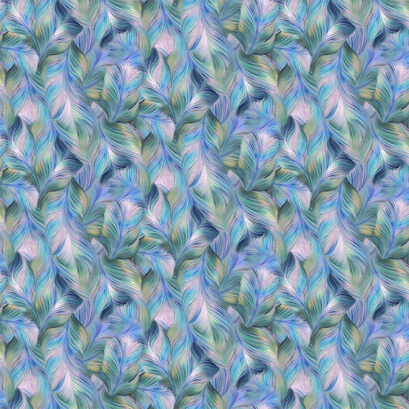 TT Flourish Pretty Packed Peacock Feather - CD2584-PASTEL - Cotton Fabric