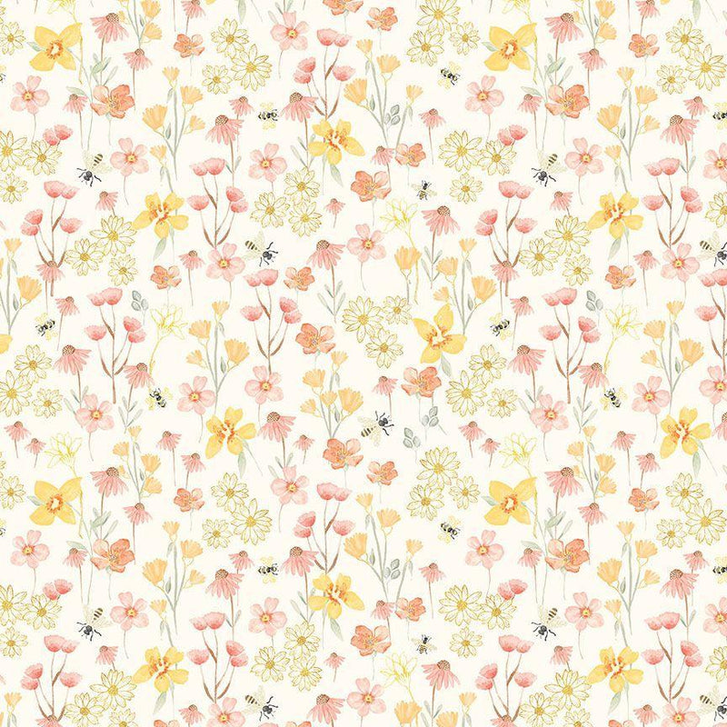 TT Home Sweet Home Flying Bees & Floral - CD3044-MULTI - Cotton Fabric