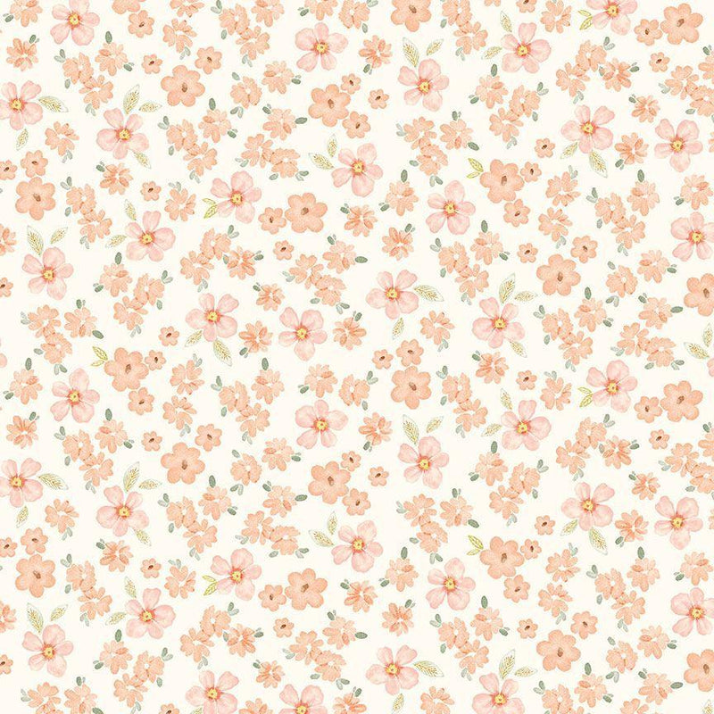 TT Home Sweet Home Tossed Pretty Flowers - CD3050-CREAM - Cotton Fabric