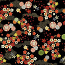 TT Lotus Garden Geo Asian Floral Metallic - CM3665-BLACK - Cotton Metallic Fabric