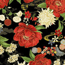 TT Lotus Garden Lotus Floral Metallic - CM3661-BLACK - Cotton Metallic Fabric