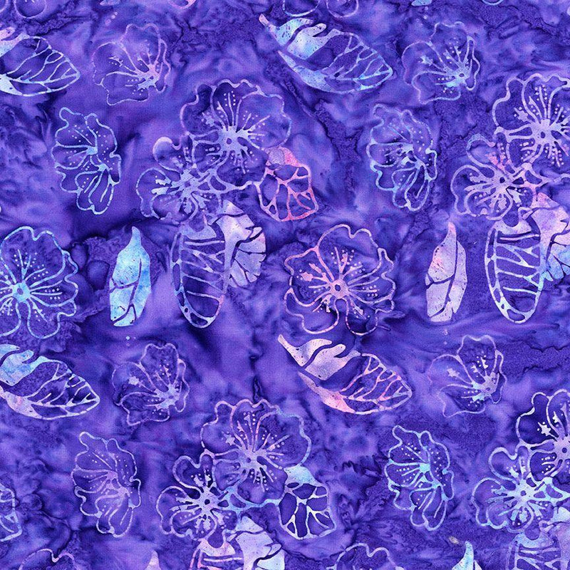 TT Tonga Dreamer Batiks Painted Flowers - B2537-GRAPE - Cotton Fabric