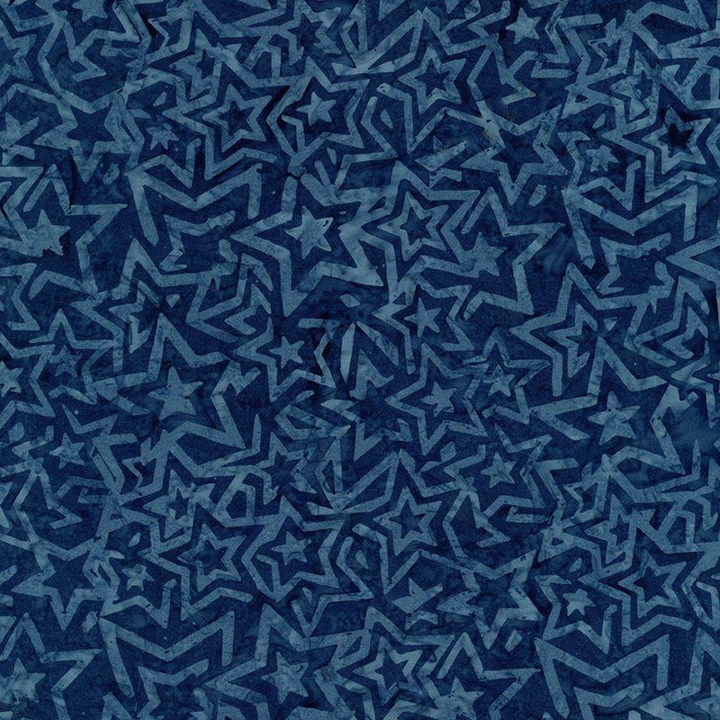TT Tonga Liberty Batiks Packed Tie Dye Stars - B2817-DENIM - Cotton Fabric