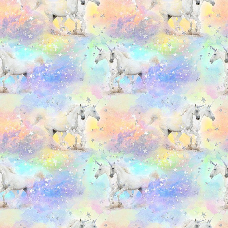 TT Unicorns Unicorns & Stars Met - CDM2946-PASTEL - Cotton Fabric