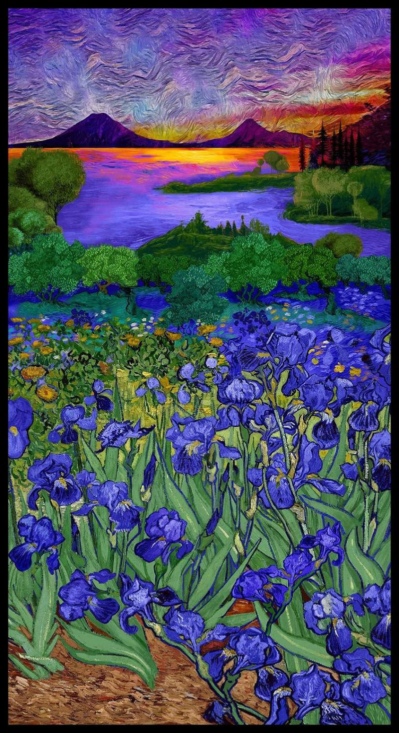 TT Wild Iris - Iris Landscape Panel CD2330-MULTI - Cotton Fabric