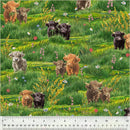WHM Highland Hooves Highland Calves - 54459-1 Highland Green - Cotton Fabric