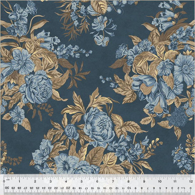 WHM Oxford Garden Abundance - 53889-1 Blue - Cotton Fabric
