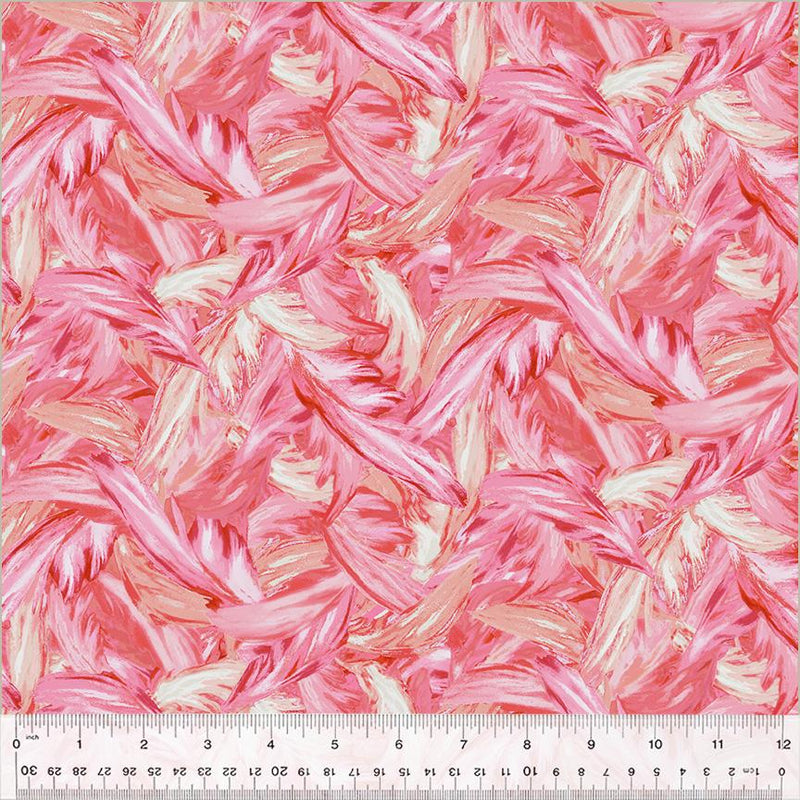 WHM Tropical Paradise Feathers - 53931-8 Pink - Cotton Fabric