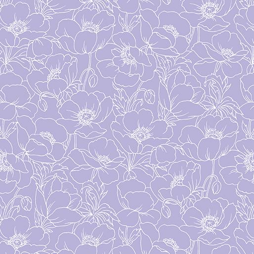 BTX Amazing Poppies 623-06 Light Purple - Cotton Fabric