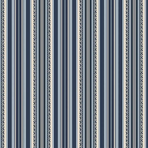 BTX Color Traditions Arbor Stripe Blue 5462-55 - Cotton Fabric