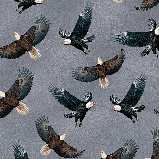 BTX Eagles & Earth Charcoal 6989-11 - Cotton Fabric