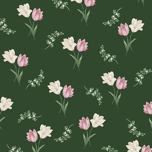 BTX Evelyn's Etched Tulips 13134-45 Forest - Cotton Fabric
