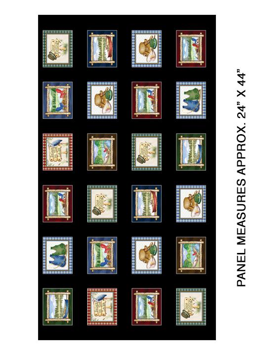 BTX Lakeside Boxes Panel, 7926-12 Black - Cotton Fabric