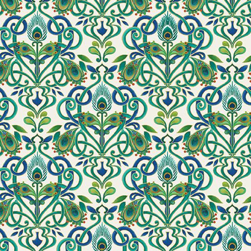 BTX Peacock Symphony 13489-07 Ivory - Cotton Fabric