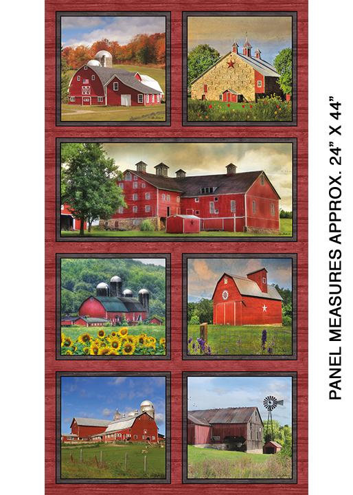 BTX The Land I Love - Country Barns Panel 1609-99 - Cotton Fabric