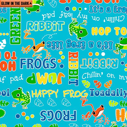 BTX Toadally Cool Say Ribbit Turquoise 9834GL-84 - Catton Fabric