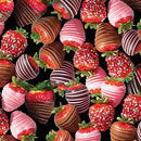 BTX True Romance Chocolate Dipped Strawberry - 14515-12 Black - Cotton Fabric