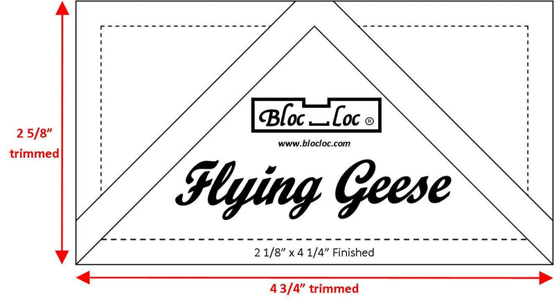 Bloc Loc Flying Geese Ruler 2 1/8 x 4 1/4 Inch - FG-2.125 x 4.25