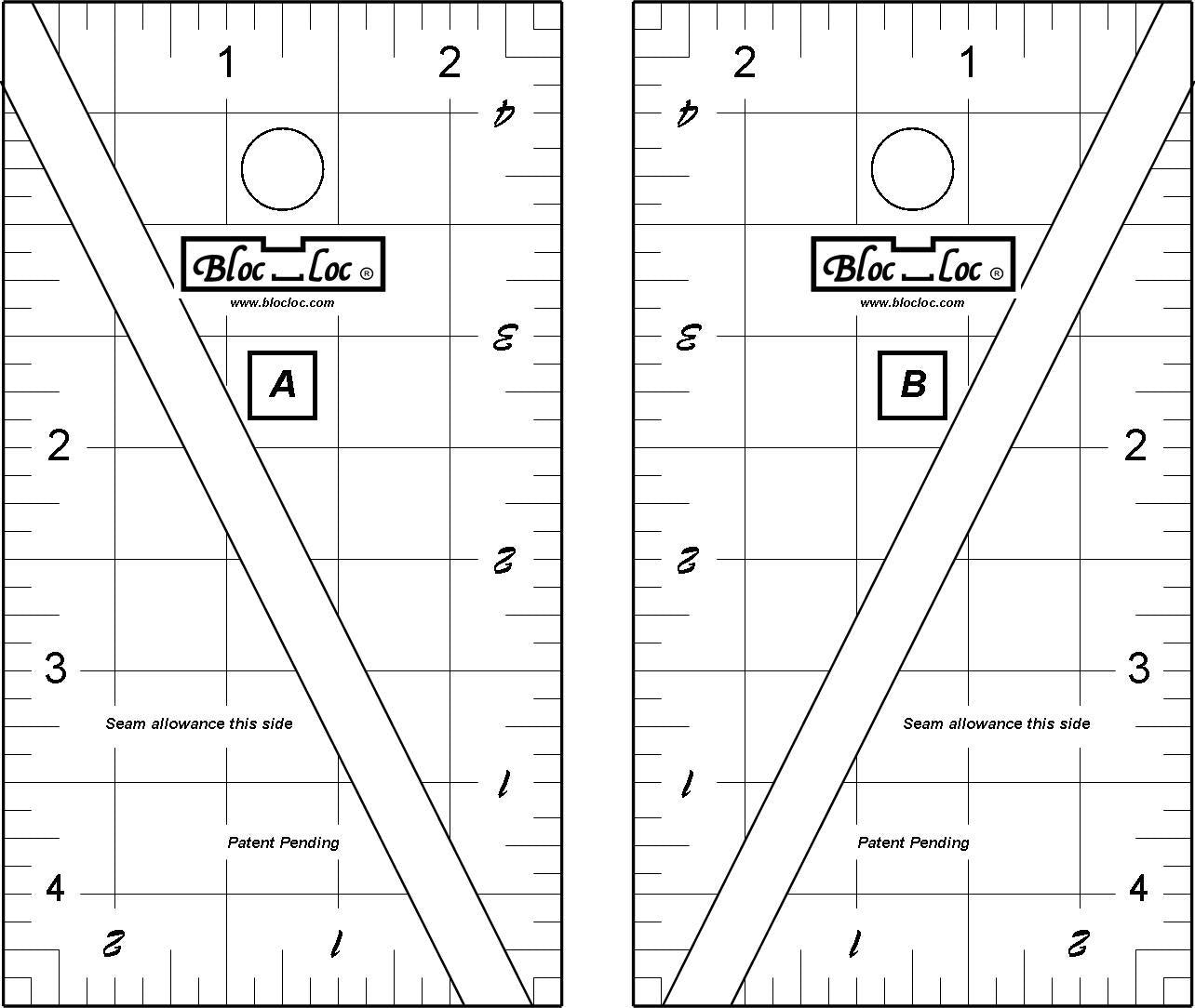 Bloc Loc~1.5' Half Square Triangle Ruler, Acrylic Ruler