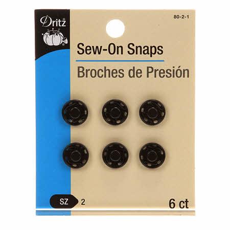 CHK Dritz Sew-On Snaps Size 2 Black - 80-2-1