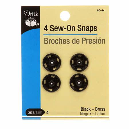 CHK Dritz Sew-On Snaps Size 4 Black - 80-4-1