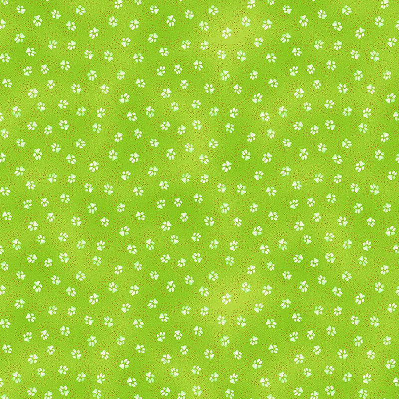 CWRK Kindred Canines Y3711-19M Dark Lime - Metallic Cotton Fabric
