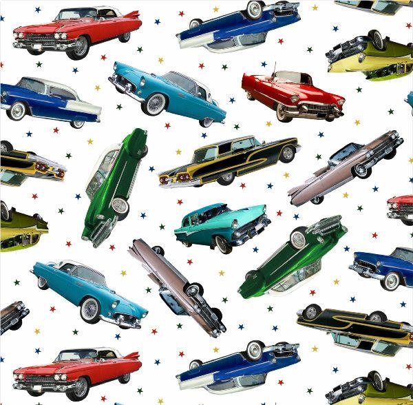 EZS In Motion - Cars 672-WHITE - Cotton Fabric