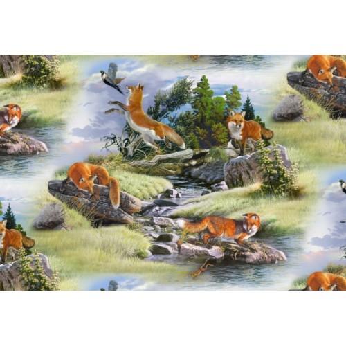 EZS North American Wildlife 5011 BLUE - Cotton Fabric