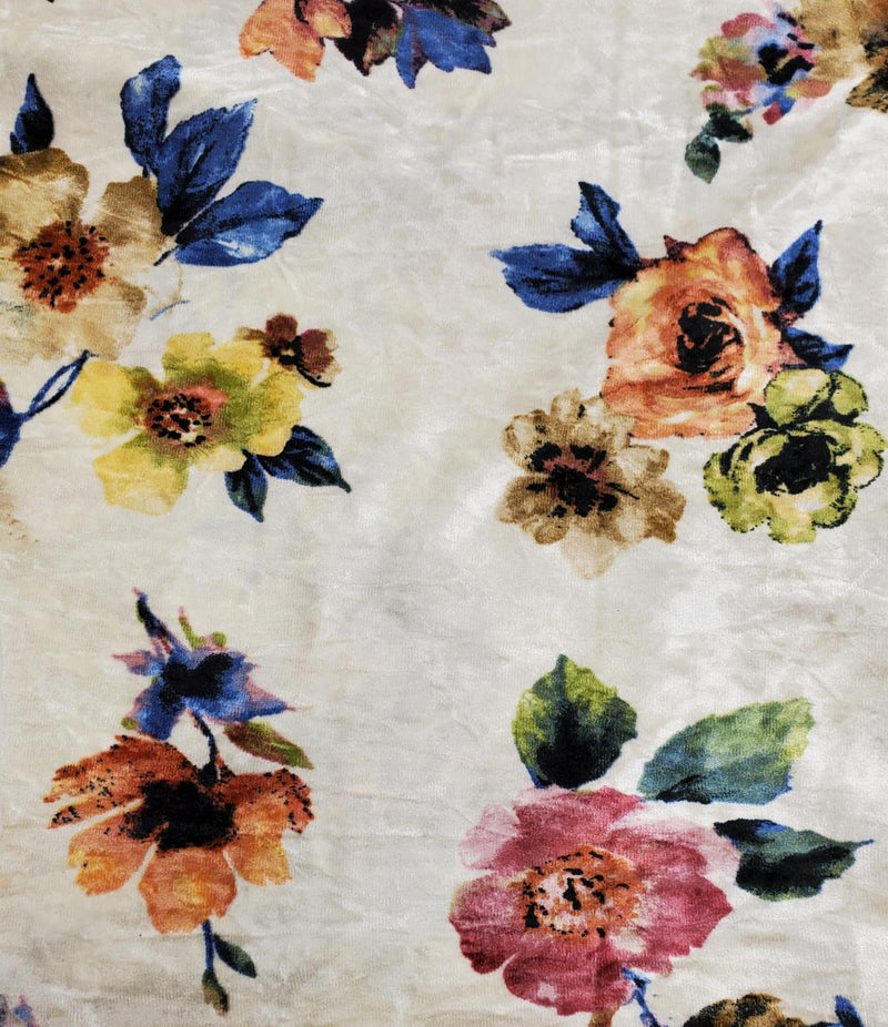FM Dress Fabric - Ivory Velvet Floral BBC5790 - Poly Cotton