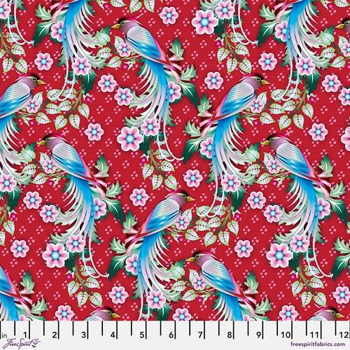 FS Birds in Paradise - PWCE008.XRED - Cotton Fabric