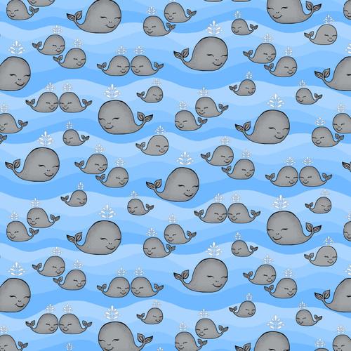 FTWH Comfy Flannel Whales - 1048-11 - Cotton Fabric
