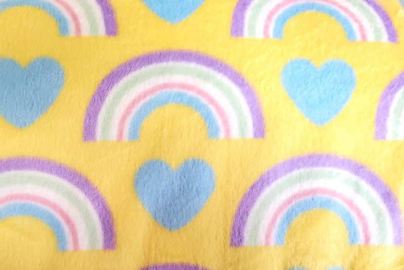 FTWH Minky 60" FA12045 Rainbow Heart Yellow - Cotton Fabric