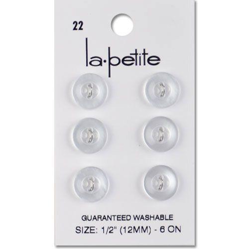 La-Petite Buttons White 1/2" – 6 Count