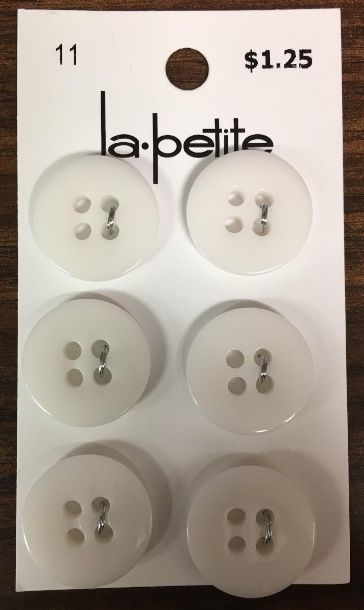 La-Petite Buttons White – 6 Count