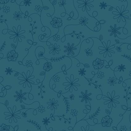 MAY Vintage Flora 10334-B Blue - Cotton Fabric