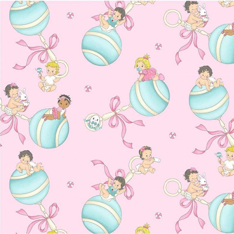 MM Baby Boomers Baby Girls - CX9067-PINK - Cotton Novelty Fabric