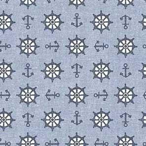 MM Bon Voyage - Anchors and Sheering Wheels CX10845-BLUE - Cotton Fabric