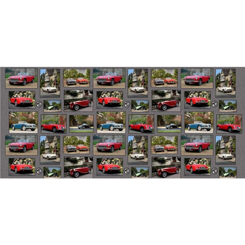 MM MG Cars Patchwork Panel, DDC9149-TAUP-D - Cotton Fabric