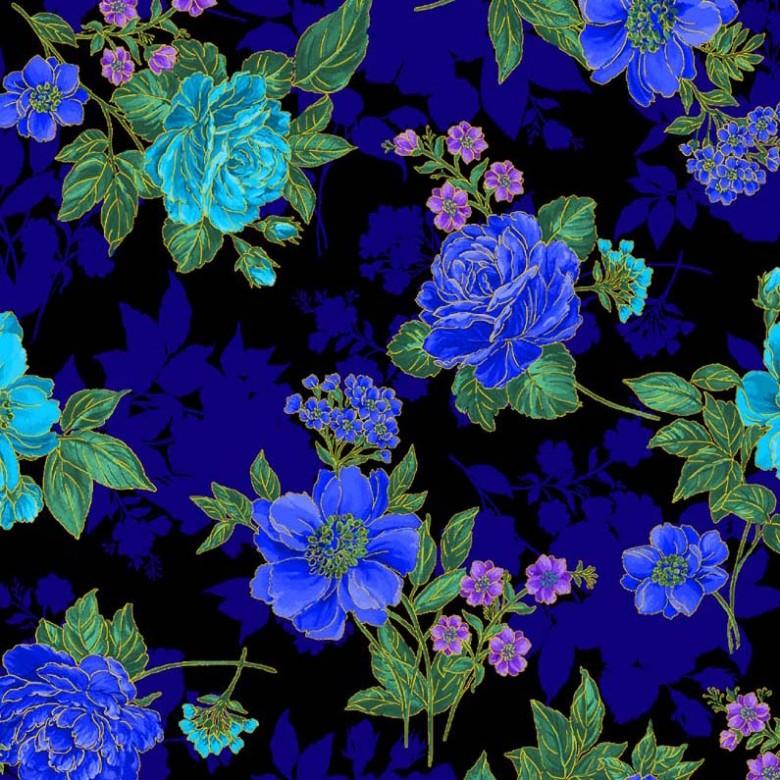 MM Opulent Floral DM10575-BLUE - Cotton Fabric