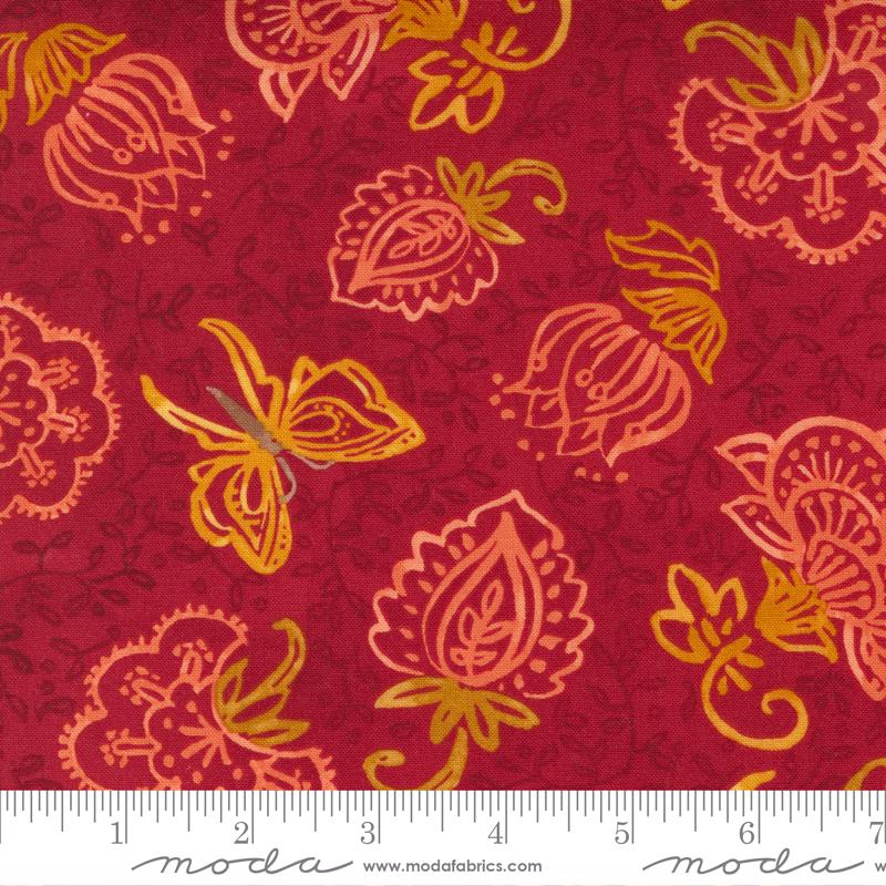 MODA Carolina Lilies 48701-12 Ruby - Cotton Fabric
