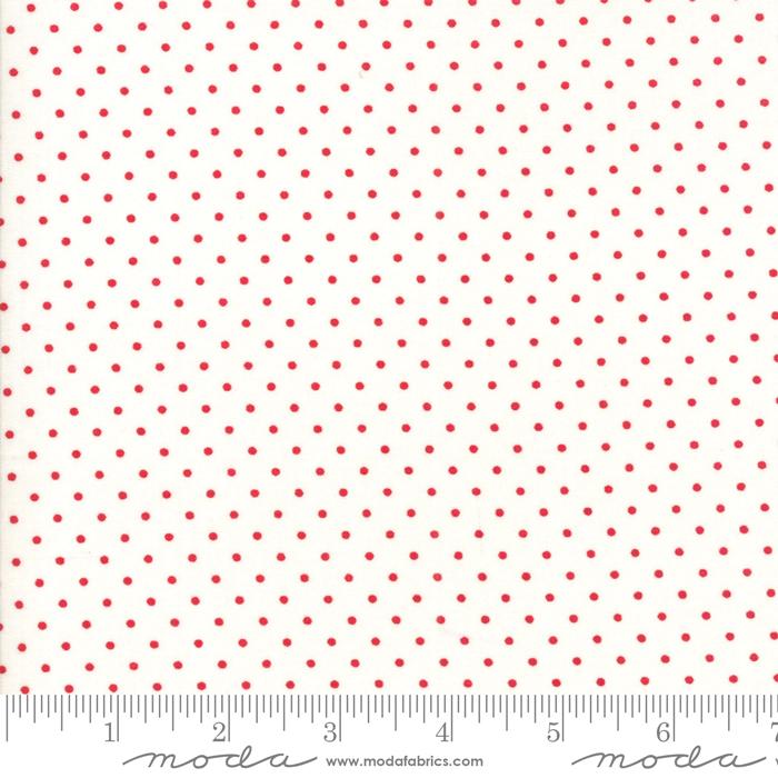MODA Essential Dots - 8654-51 White Red - Cotton Fabric