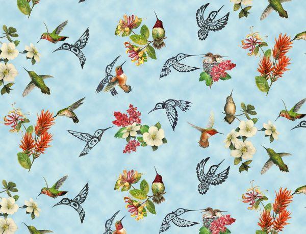 NCI Hummingbird Vision 29000-BLUE - Cotton Fabric