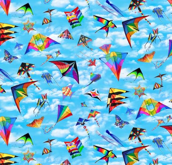 NCI In Motion - Kites 666-BLUE - Cotton Fabric