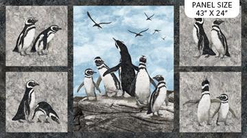 NCT Stonehenge Magdalenda - Penguin Panel 23760-94 - Cotton Fabric