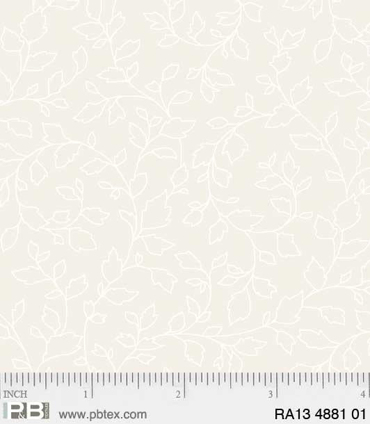 PB Ramblings - 4881-01 White on Cream - Cotton Fabric