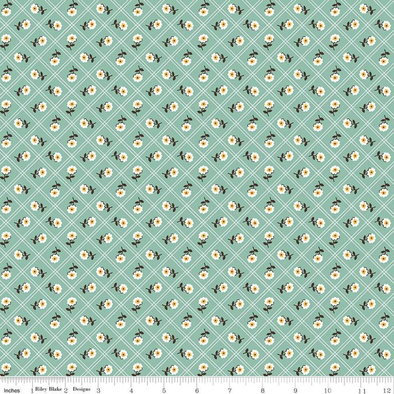 RILEY BLAKE Prairie Rose C12303-SEAGLASS - Cotton Fabric