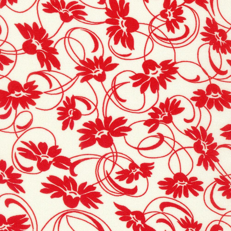 RK Daisy's Redwork 21264-83 Vintage White - Cotton Fabric